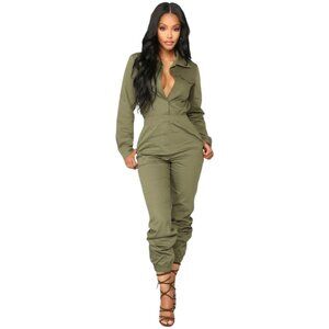 Fashion Nova Army Green Jumpsuit NWT Size 1X Olive Green Sexy Jumpsuit